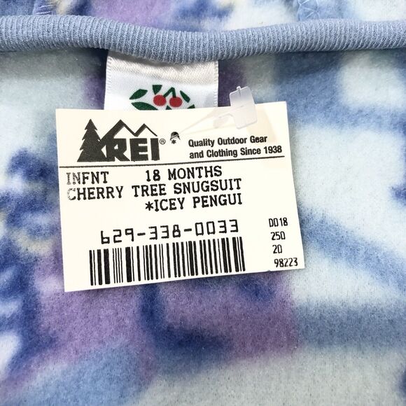 Vintage USA REI Fleece Cherry Tree Snug Suit Blue/Purple Baby Infant 18 Months - Picture 2 of 14